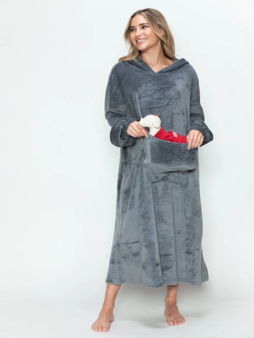 Casual Elegance Full Size Hooded Midi Dress with Pocket - Picture 6 of 16